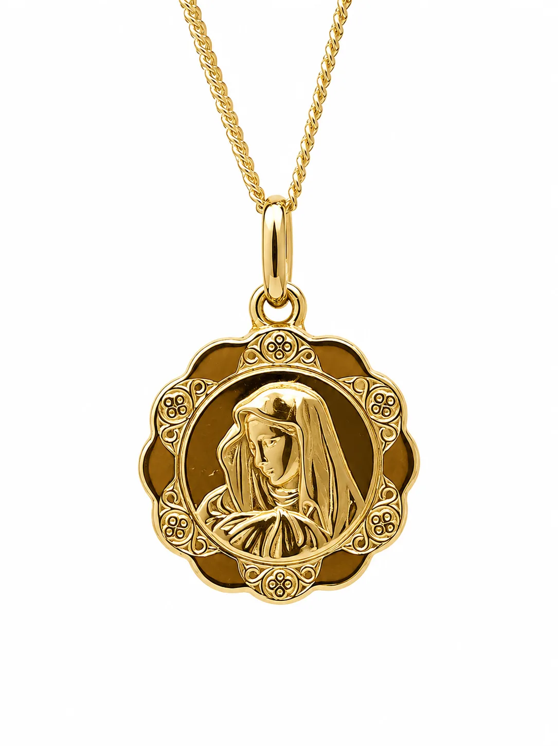 9ct Yellow Gold Madonna Religious Pendant 16.75mm - GR0011