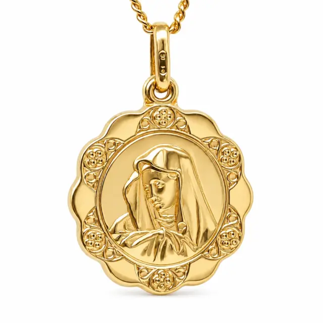 9ct Yellow Gold Madonna Religious Pendant 16.75mm - GR0011