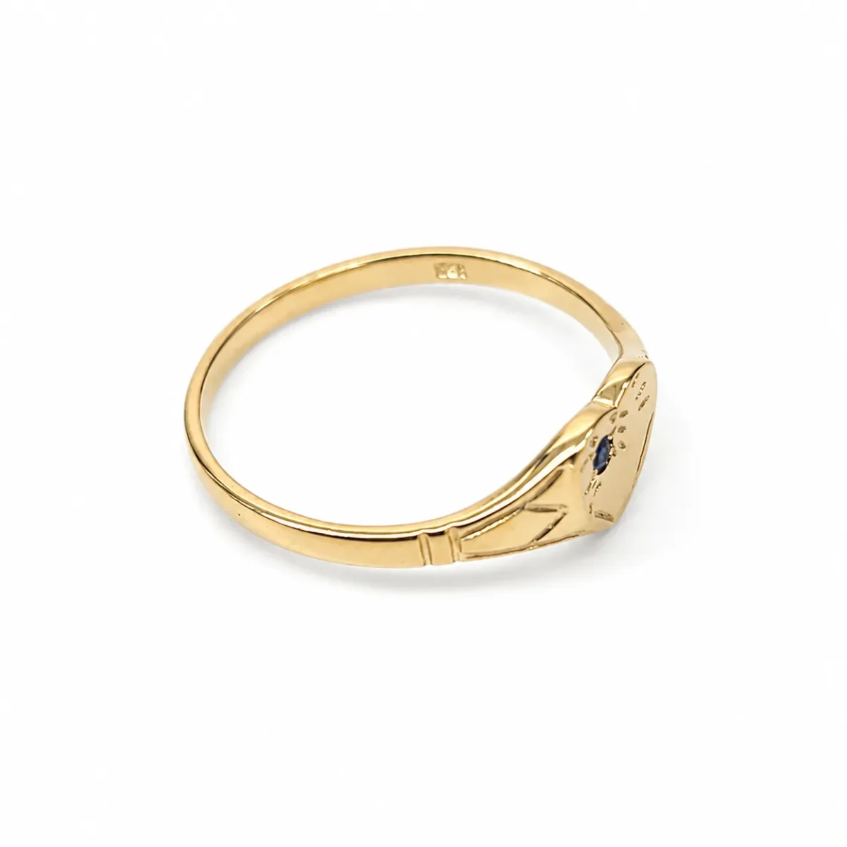 9ct Yellow Gold Natural Blue Sapphire Heart Signet Ring – 9YCYR2799BLSAP