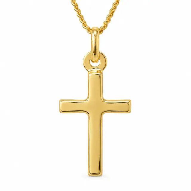 9ct Yellow Gold Plain Cross Pendant - GR0001