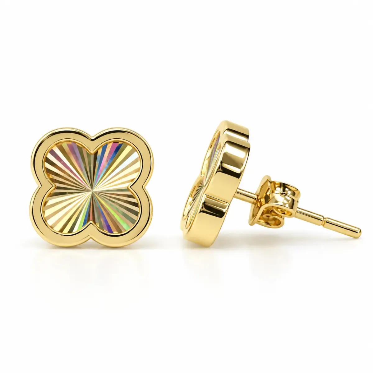 9ct Yellow Gold Rainbow Petal Stud Earrings - 1.55.9537
