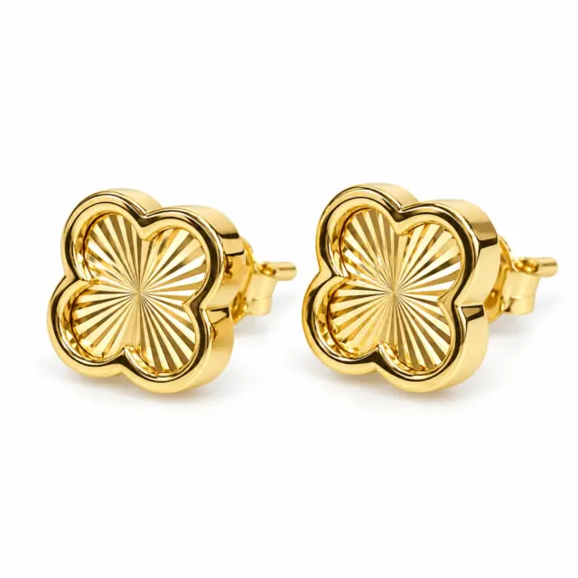 9ct Yellow Gold Rainbow Petal Stud Earrings - 1.55.9537