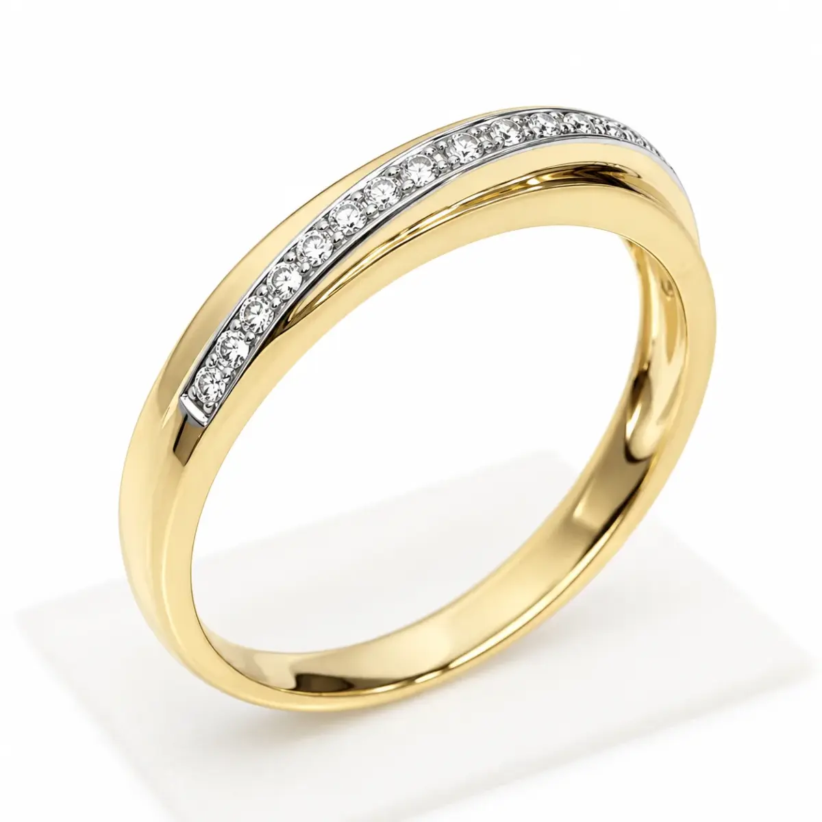 9ct Yellow Gold Round Cubic Zirconia Claw-Set Wedding Band - 9YCYR6883L