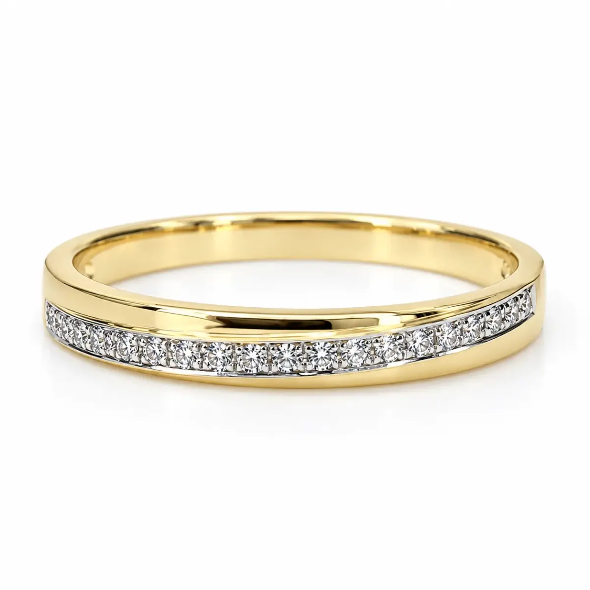 9ct Yellow Gold Round Cubic Zirconia Claw-Set Wedding Band - 9YCYR6883L
