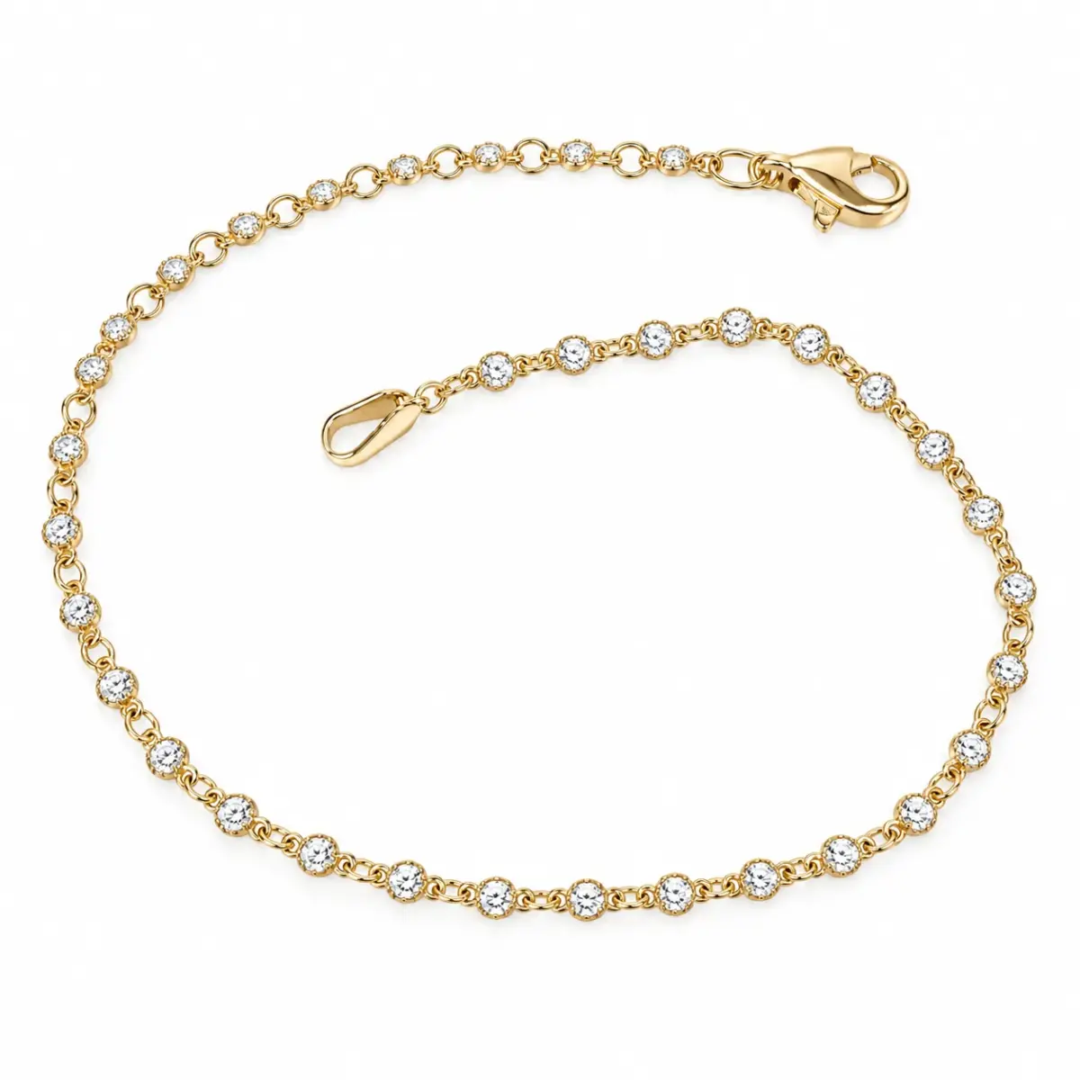 9ct Yellow Gold Round CZ Multi-Claw Set Bracelet – 19cm - BB192