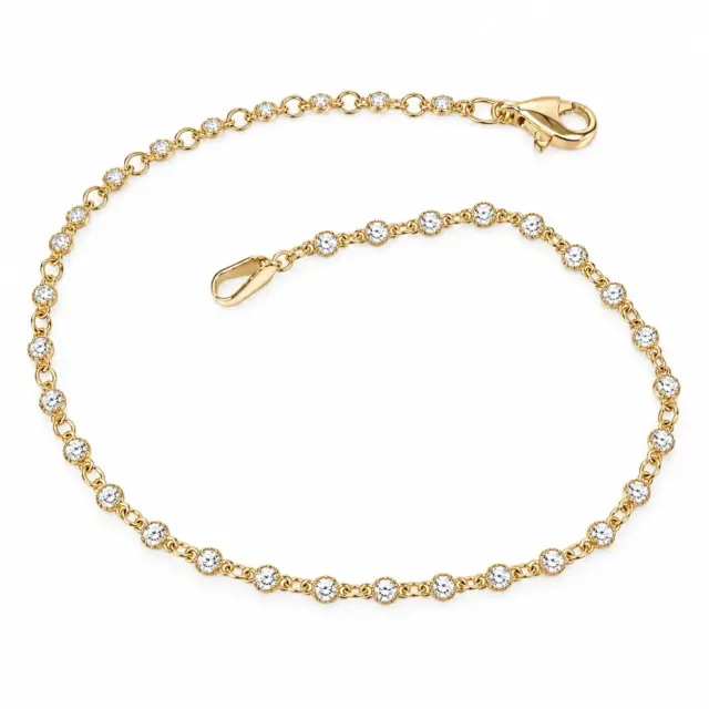 9ct Yellow Gold Round CZ Multi-Claw Set Bracelet – 19cm - BB192