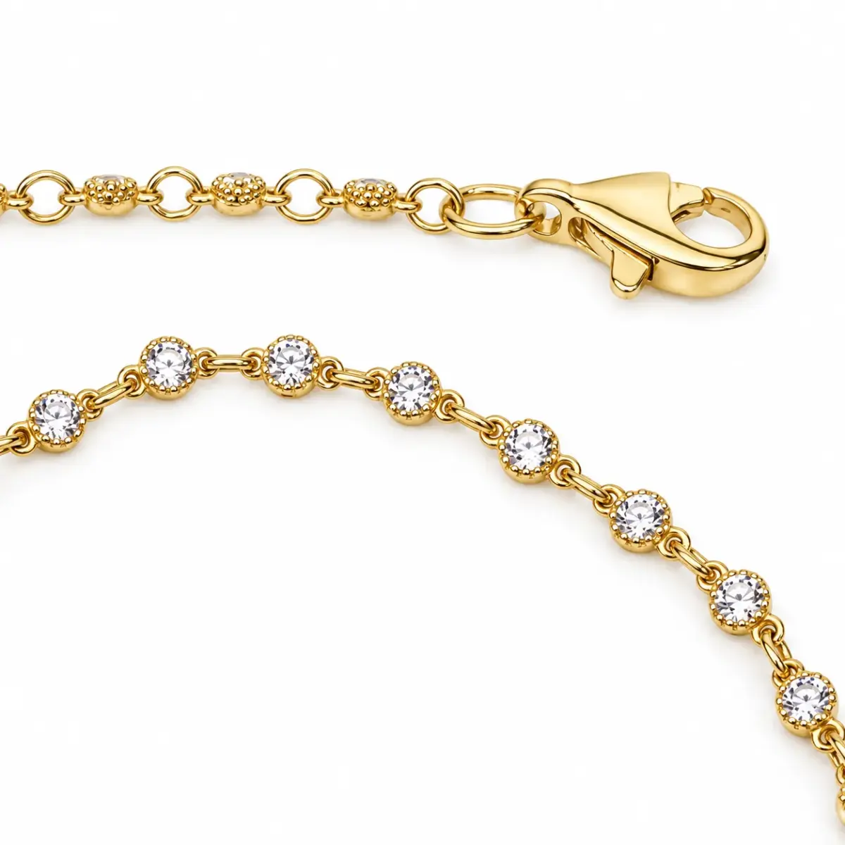 9ct Yellow Gold Round CZ Multi-Claw Set Bracelet – 19cm - BB192