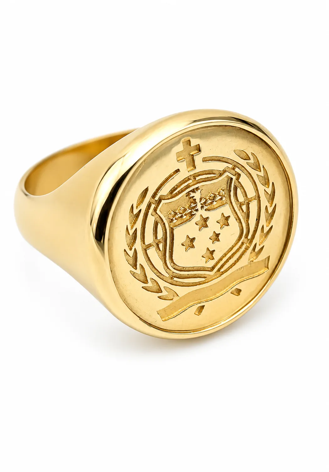 9ct Yellow Gold Samoan Crest Coin Signet Ring – Solid Gold Coin Insert – 15.50g