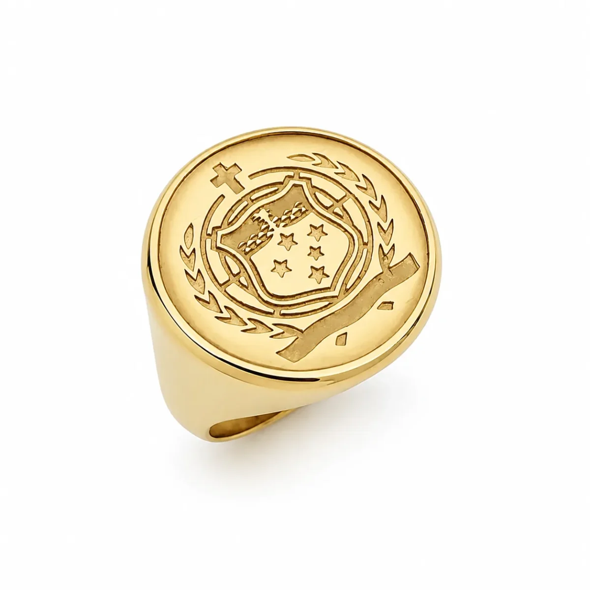 9ct Yellow Gold Samoan Crest Coin Signet Ring – Solid Gold Coin Insert – 15.50g
