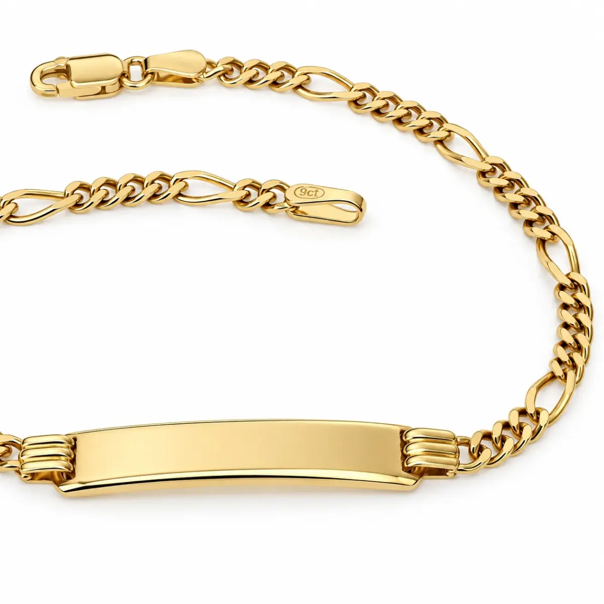 9ct Yellow Gold Solid 1/4 Figaro Link ID Bracelet – 18.50cm – Made in Italy - 70BPK501/4