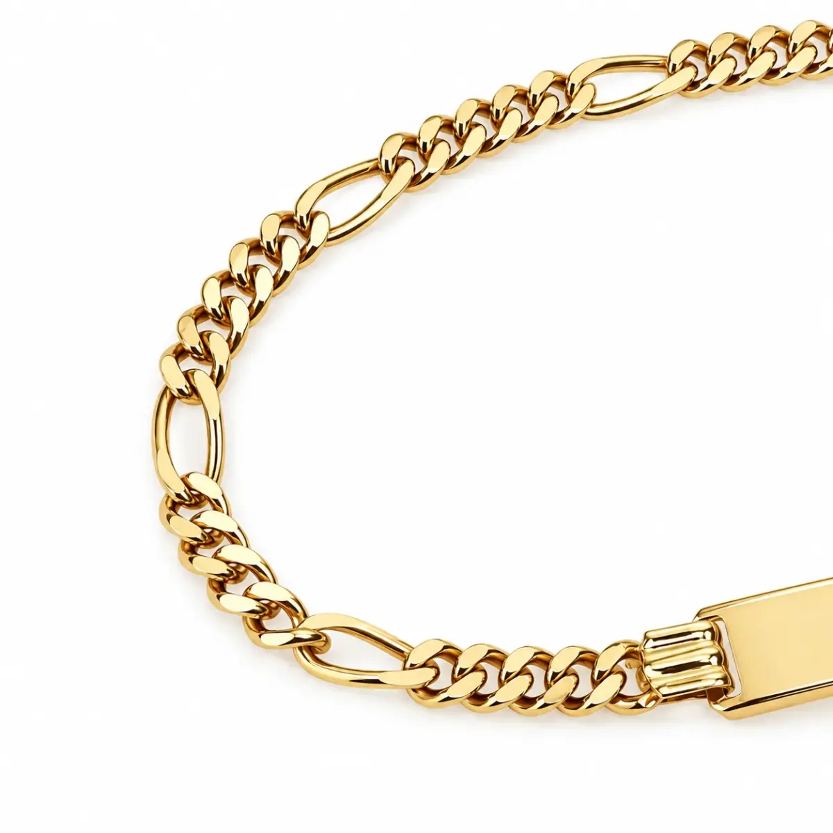 9ct Yellow Gold Solid 1/4 Figaro Link ID Bracelet – 18.50cm – Made in Italy - 70BPK501/4