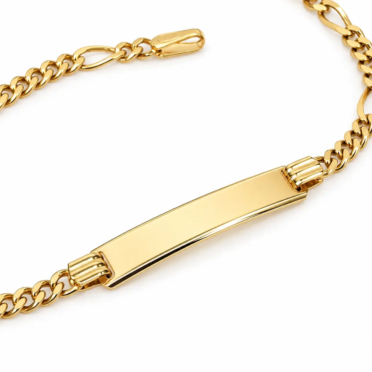 9ct Yellow Gold Solid 1/4 Figaro Link ID Bracelet – 18.50cm – Made in Italy - 70BPK501/4