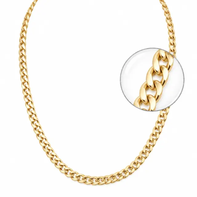 9ct Yellow Gold Solid Concave Curb Link Chain – 55cm | 30g | Made in New Zealand