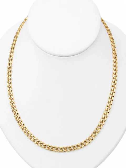 9ct Yellow Gold Solid Concave Curb Link Chain – 55cm | 30g | Made in New Zealand