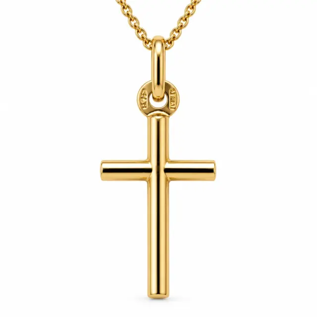 9ct Yellow Gold Solid Cross Pendant – Made in Italy - GR0002