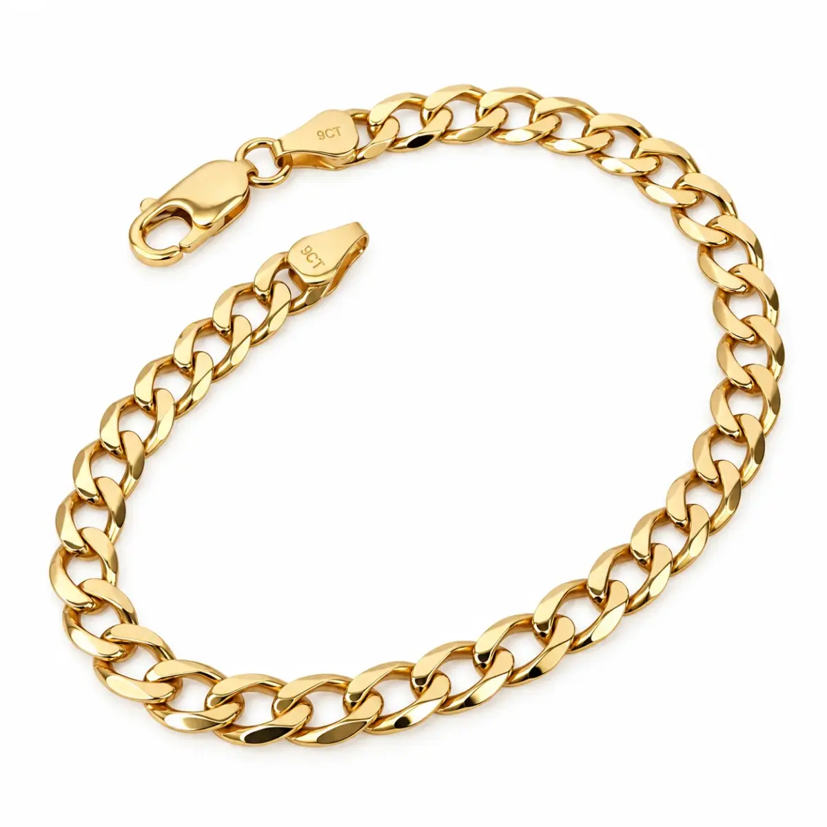 9ct Yellow Gold Solid Curb Link Bracelet – 21cm | 9.90g | Made in New Zealand - 9CTCURB21CM