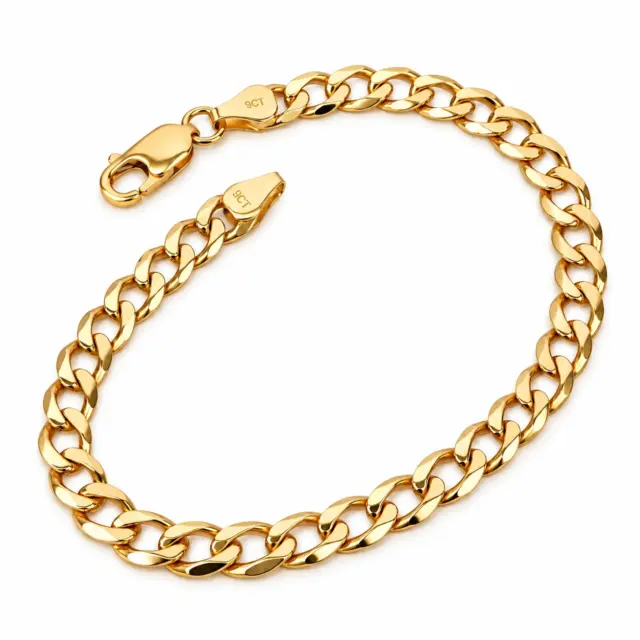 9ct Yellow Gold Solid Curb Link Bracelet – 21cm | 9.90g | Made in New Zealand - 9CTCURB21CM