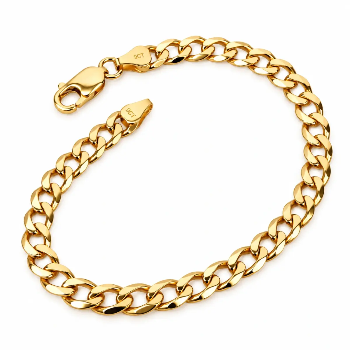 9ct Yellow Gold Solid Curb Link Bracelet – 23cm | 10.50g | Made in New Zealand - 9CTCURB23CM