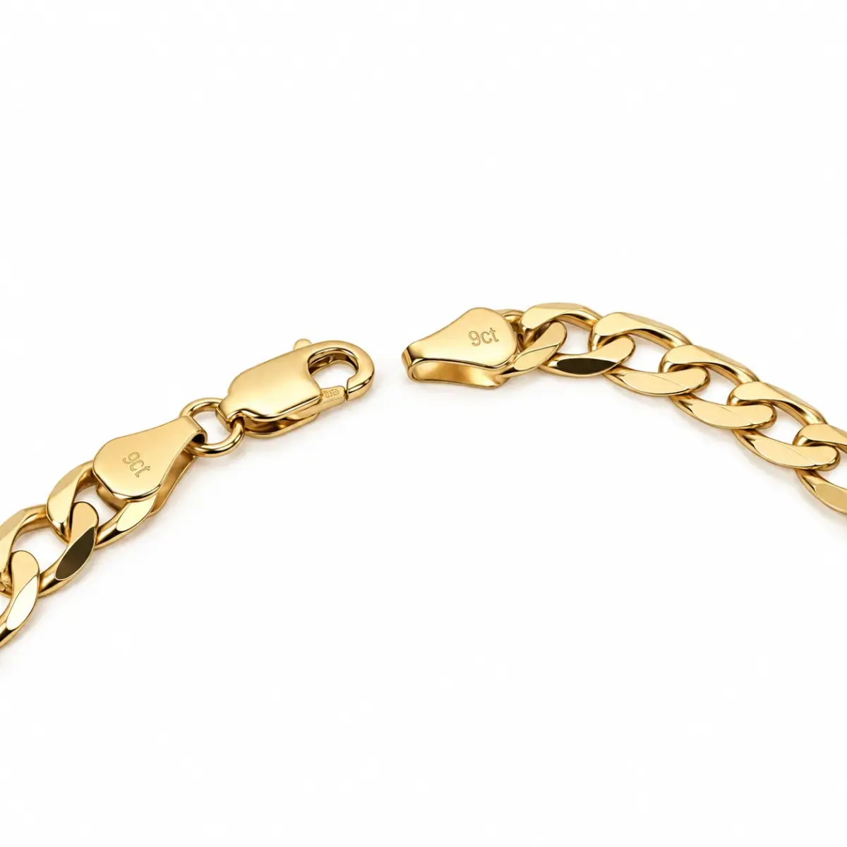 9ct Yellow Gold Solid Curb Link ID Bracelet – 20cm, 10.60g - 9KGZP230ID