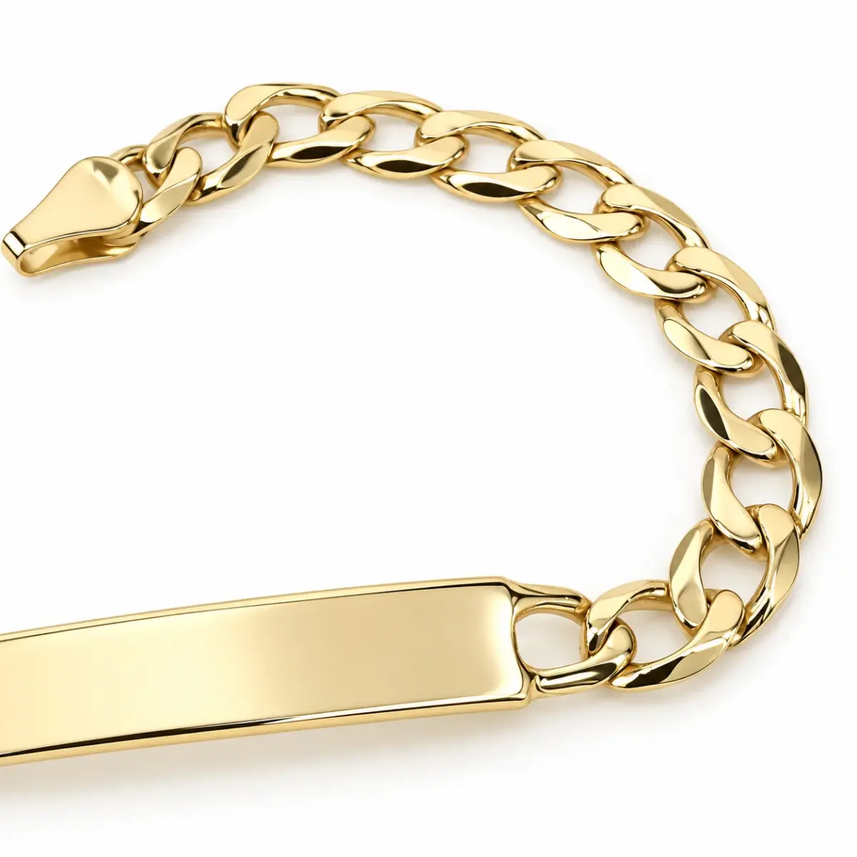 9ct Yellow Gold Solid Curb Link ID Bracelet – 20cm, 10.60g - 9KGZP230ID