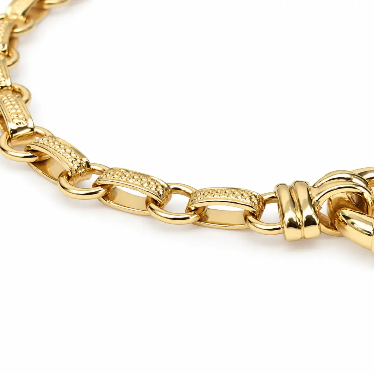 9ct Yellow Gold Solid Diamond-Cut Oval & Round Link Ladies Bracelet – 19cm & 21cm - 9KHE1