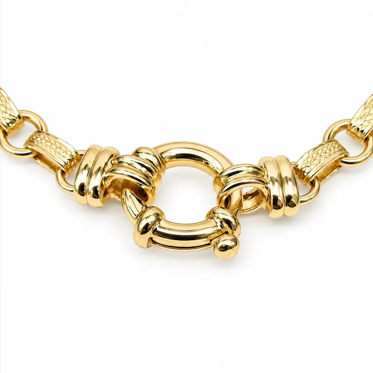 9ct Yellow Gold Solid Diamond-Cut Oval & Round Link Ladies Bracelet – 19cm & 21cm - 9KHE1