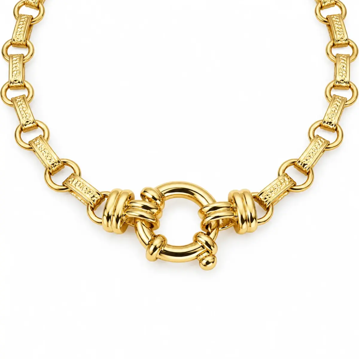 9ct Yellow Gold Solid Diamond-Cut Oval & Round Link Ladies Bracelet – 19cm & 21cm - 9KHE1
