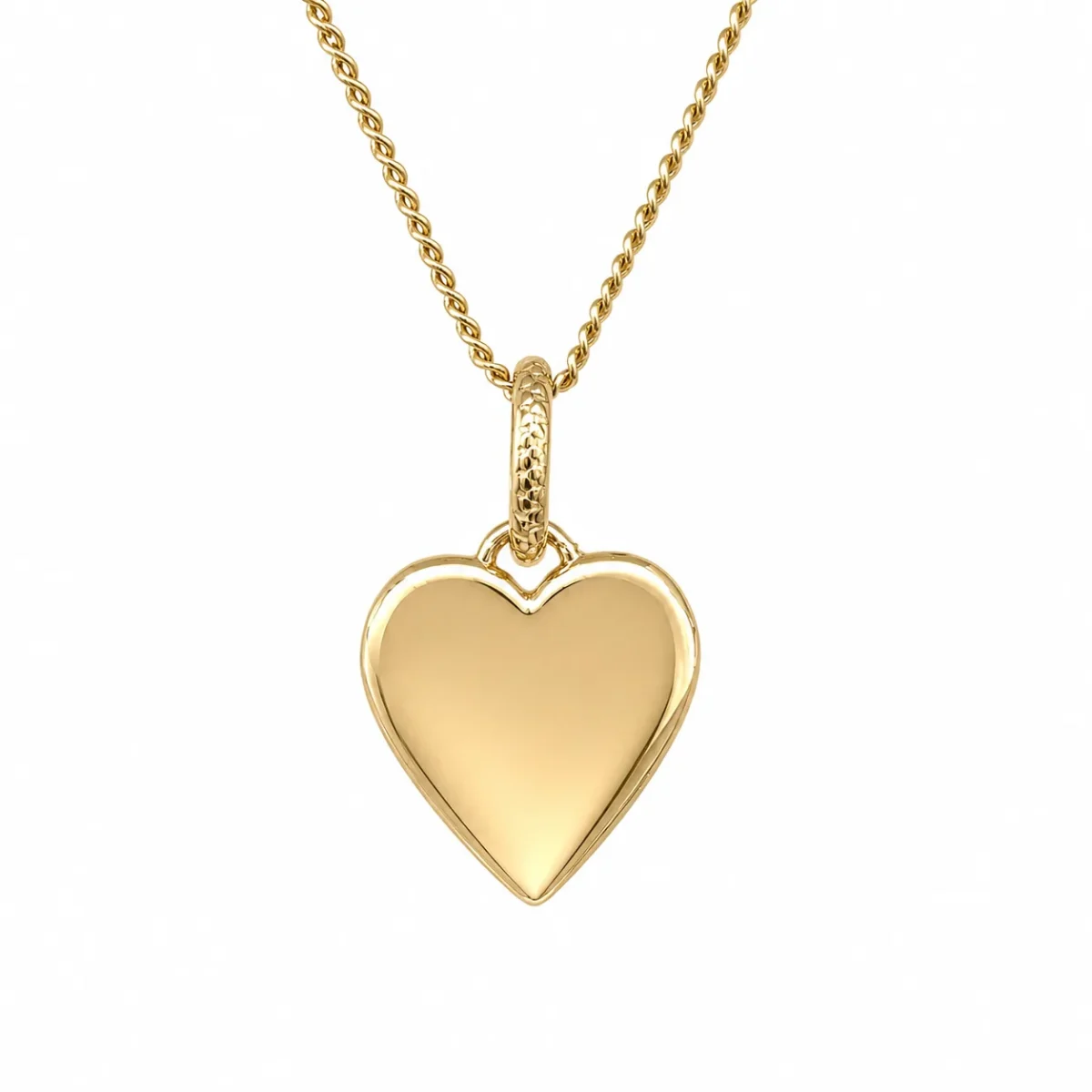 9ct Yellow Gold Solid Flat Heart Pendant with Fancy Top Ring – NZ Made - 9P0077