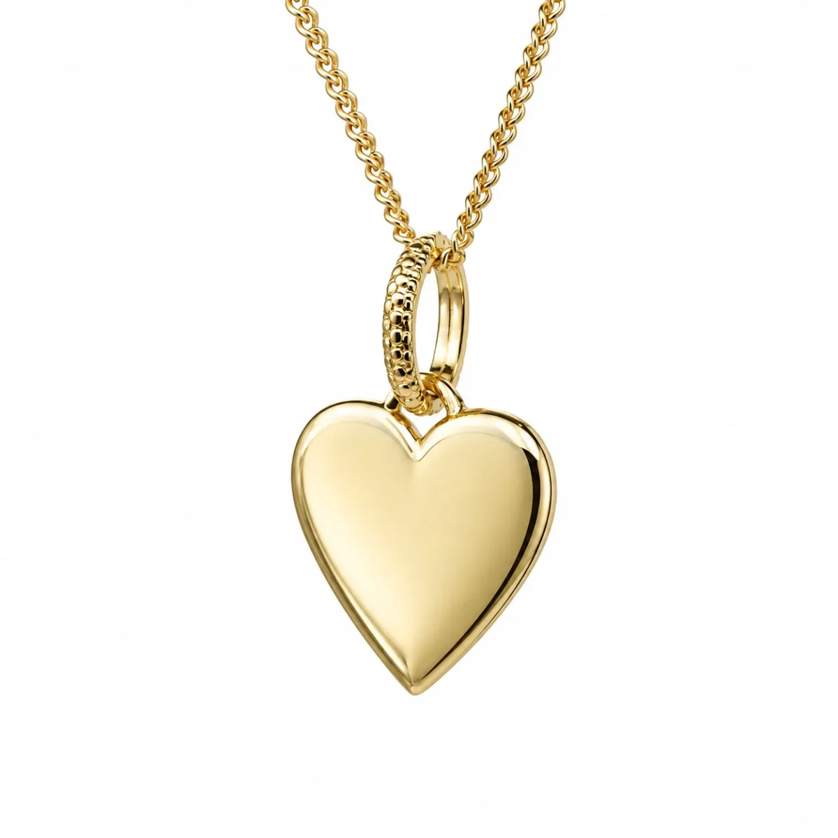 9ct Yellow Gold Solid Flat Heart Pendant with Fancy Top Ring – NZ Made - 9P0077