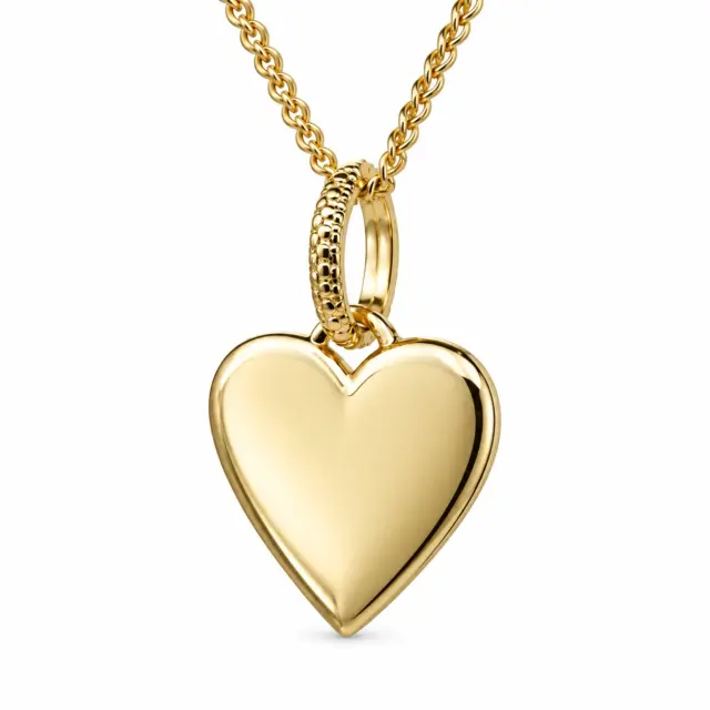 9ct Yellow Gold Solid Flat Heart Pendant with Fancy Top Ring – NZ Made - 9P0077