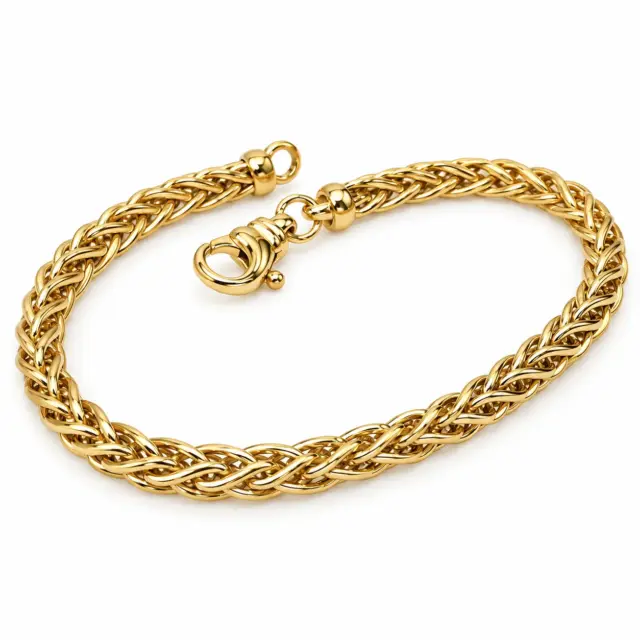 9ct Yellow Gold Solid Wheatsheaf Bracelet – 21cm | 18g | 4.50mm Wide | Made in New Zealand - 9B906721CM