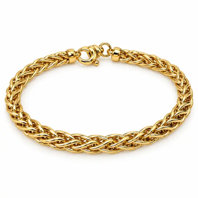 9ct Yellow Gold Solid Wheatsheaf Bracelet – 21cm | 18g | 4.50mm Wide | Made in New Zealand - 9B906721CM