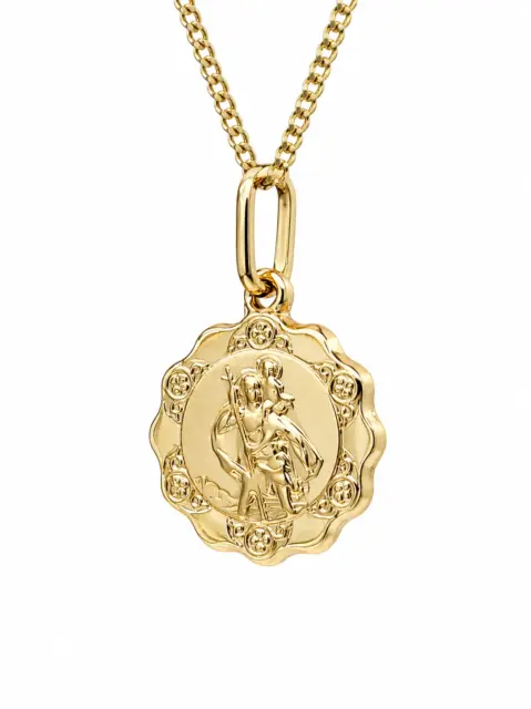 9ct Yellow Gold St Christopher Religious Pendant 12mm - GR0030