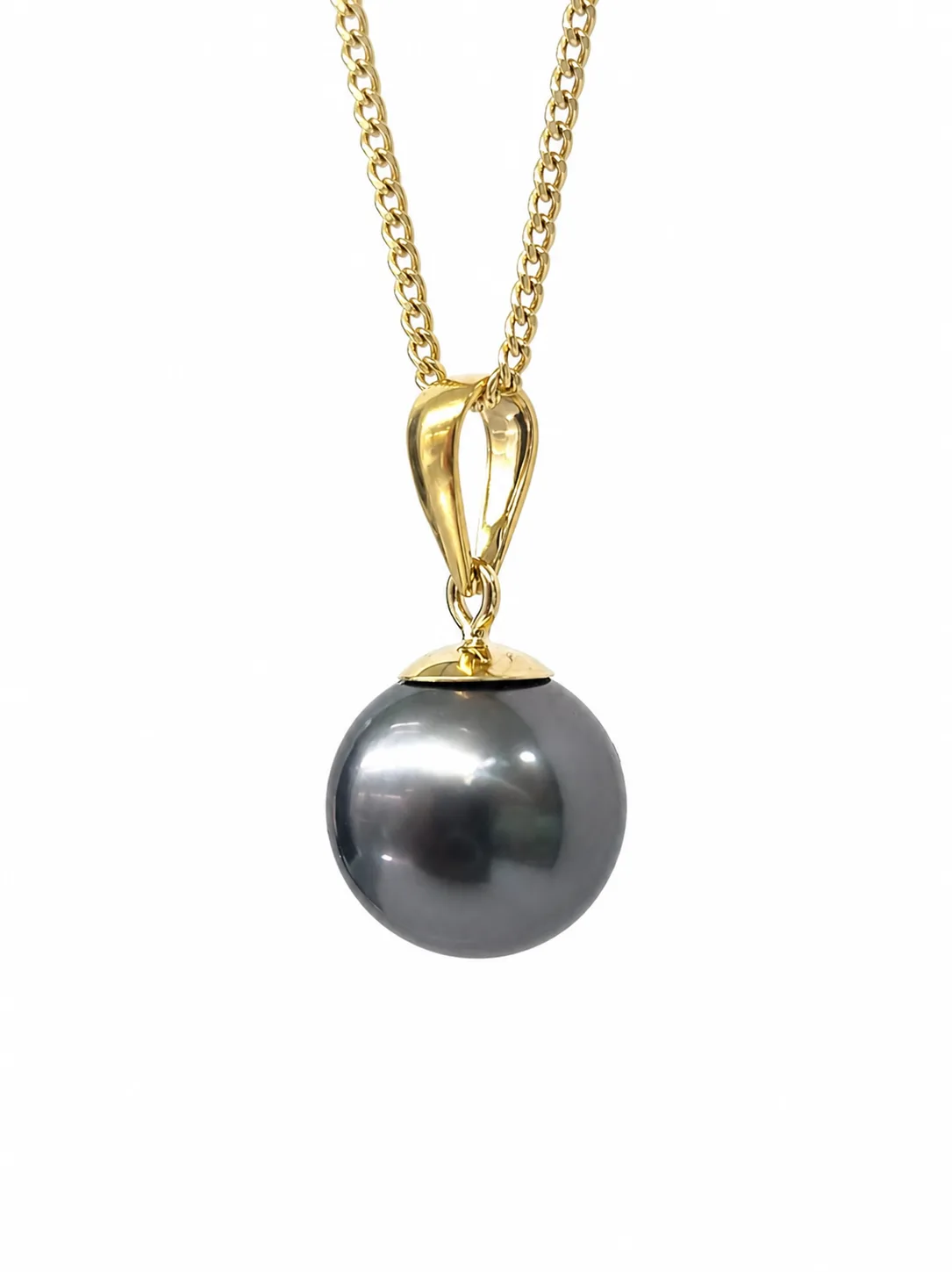 9ct Yellow Gold Tahitian Black Pearl Pendant 9–10mm Round Pearl - 9YGDRZ