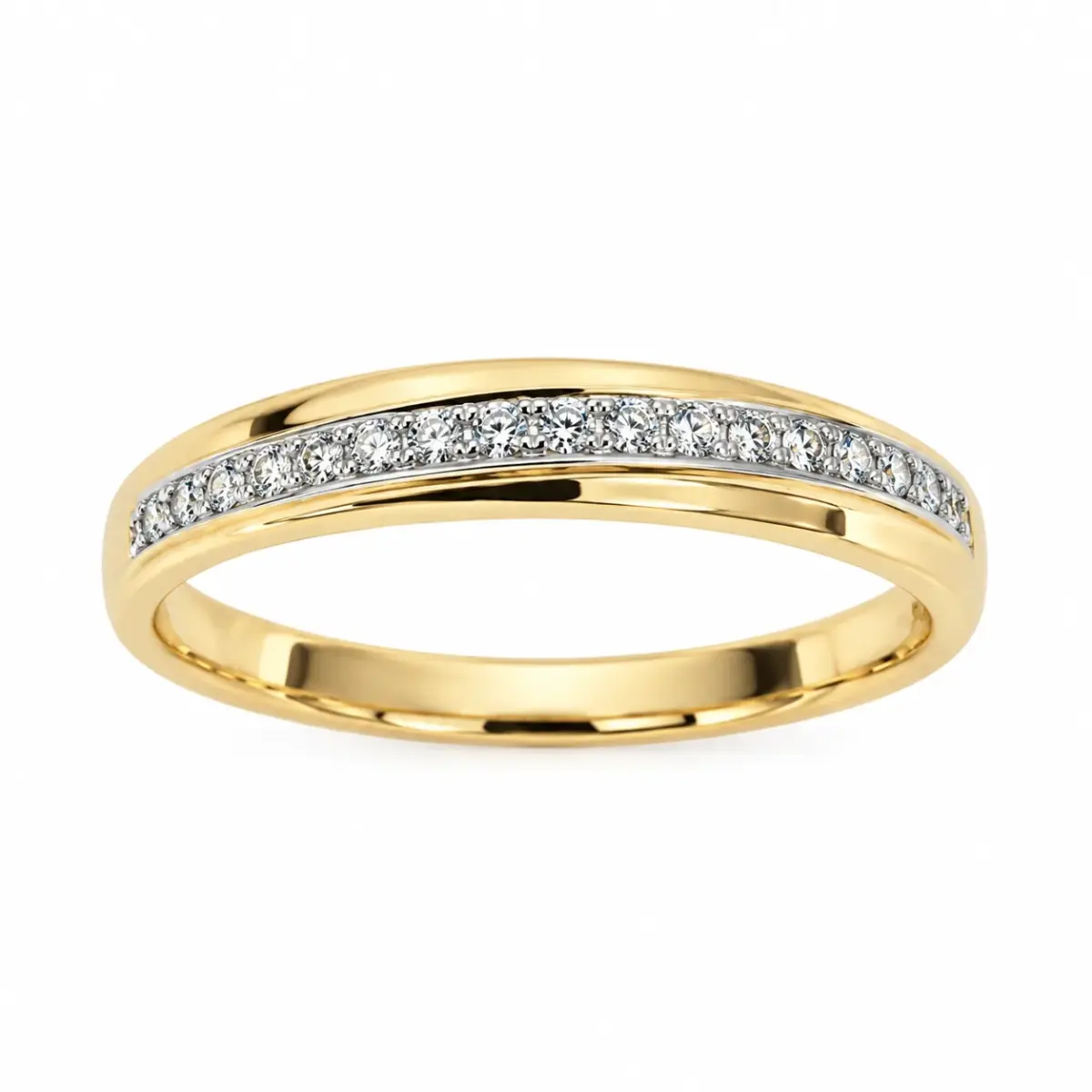 9ct Yellow Gold Round Cubic Zirconia Claw-Set Wedding Band - 9YCYR6883L
