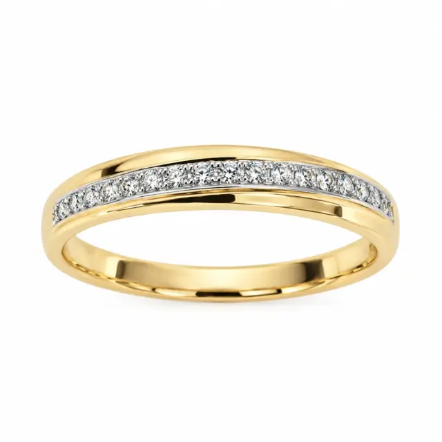 9ct Yellow Gold Round Cubic Zirconia Claw-Set Wedding Band - 9YCYR6883L