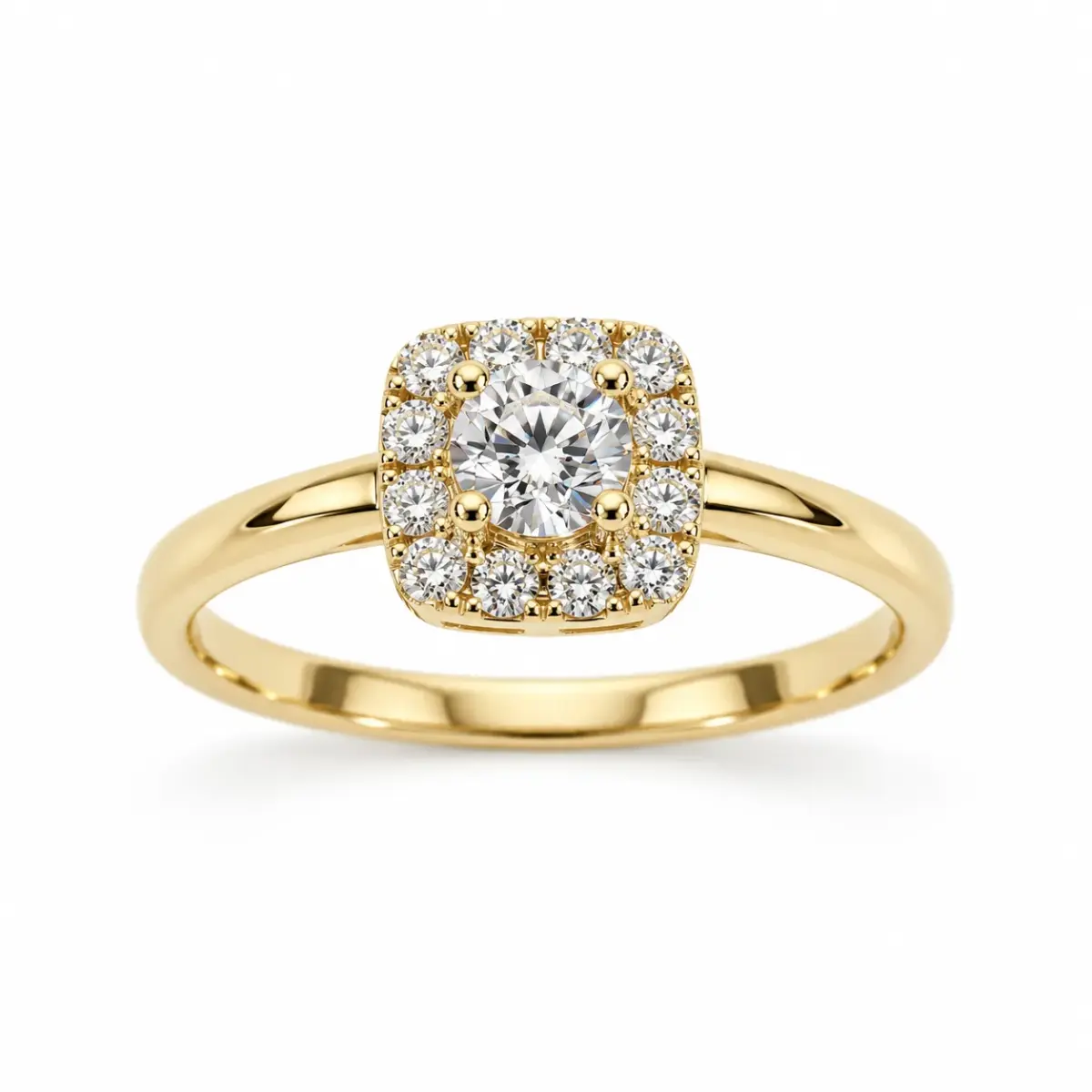 9ct Yellow Gold Cubic Zirconia Cluster Engagement Ring - 9YCYR7703