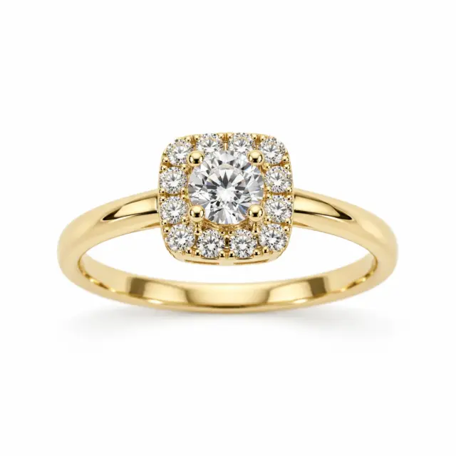 9ct Yellow Gold Cubic Zirconia Cluster Engagement Ring - 9YCYR7703