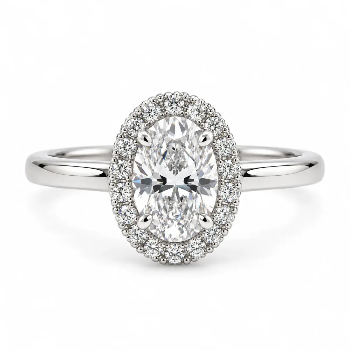 9ct White Gold 1.15ct Lab-Grown Diamond Oval Halo Engagement Ring – F Colour, VS Clarity - LGRE24878