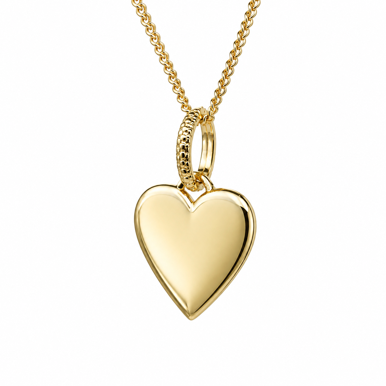 9ct Yellow Gold Solid Flat Heart Pendant with Fancy Top Ring – NZ Made - 9P0077 Sterling Silver Chains 