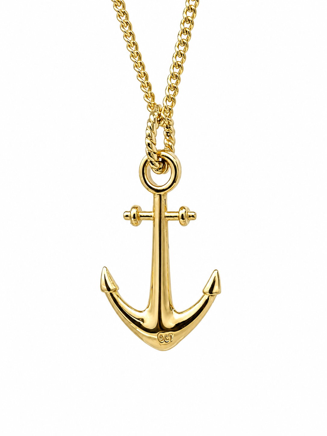 9ct Yellow Gold Solid Anchor Pendant with Fancy Top Ring – NZ Made - 9P0089 Sterling Silver Chains 9ct Yellow Gold Solid Anchor Pendant with Fancy Top Ring – NZ Made - 9P0089 Sterling Silver Chains