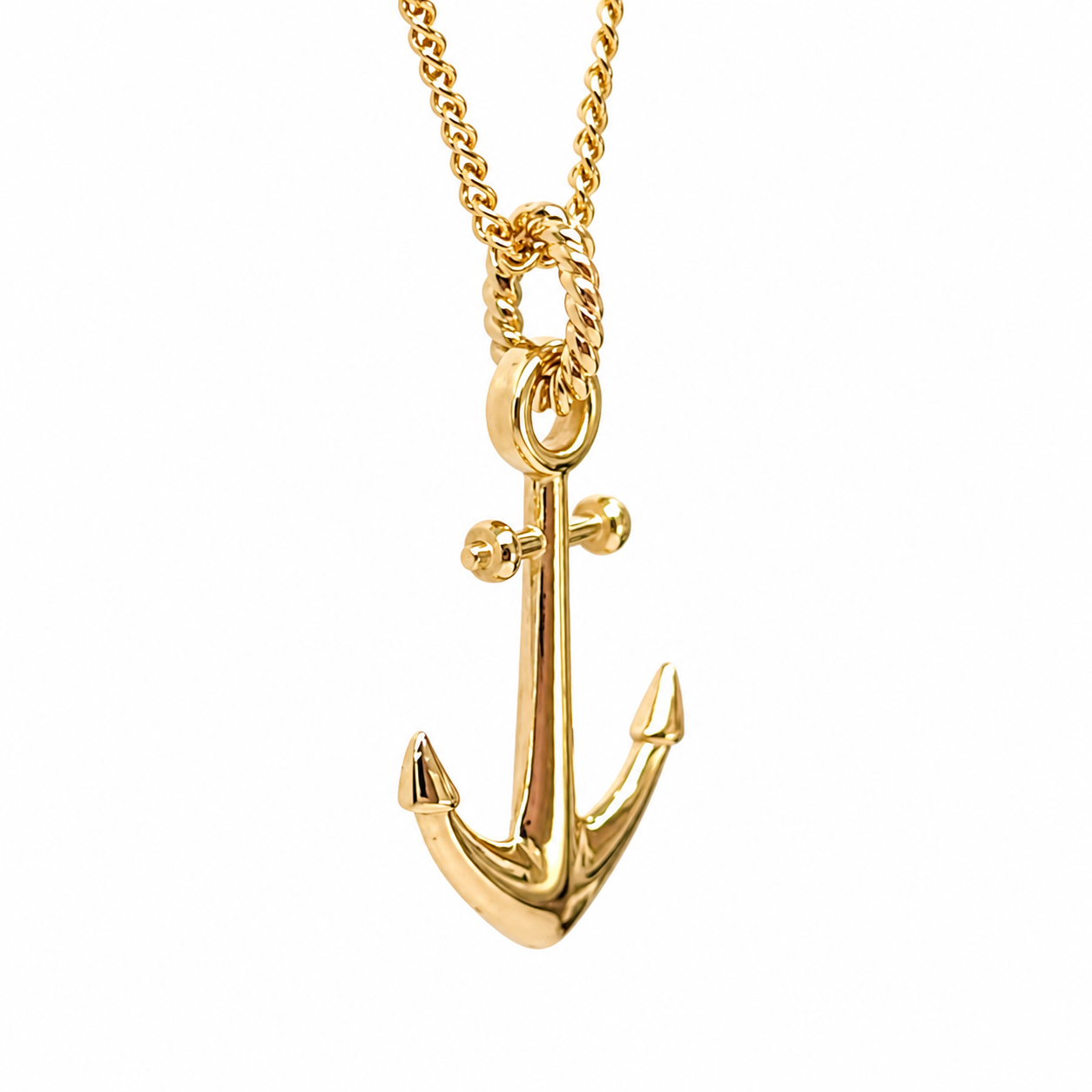 9ct Yellow Gold Solid Anchor Pendant with Fancy Top Ring – NZ Made - 9P0089 Sterling Silver Chains 9ct Yellow Gold Solid Anchor Pendant with Fancy Top Ring – NZ Made - 9P0089 Sterling Silver Chains