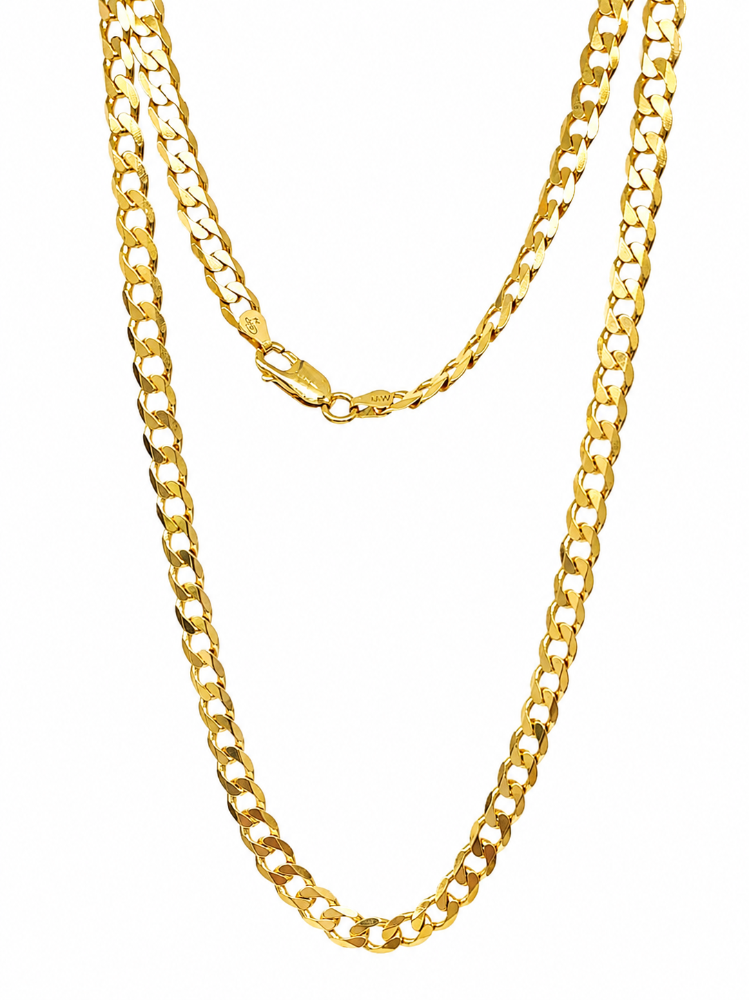 9ct Yellow Gold Flat Bevelled Sided Diamond-Cut 150 Gauge Curb Chain – 60cm Sterling Silver Chains 