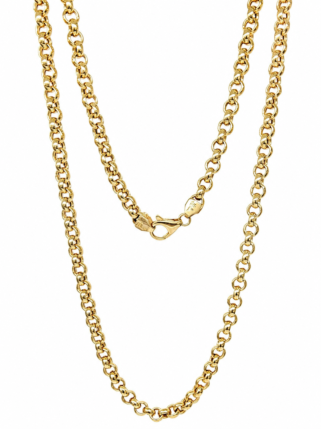 9ct Yellow Gold Hollow Round Belcher Chain – 5.50mm – 55cm & 60cm – Made in Italy Sterling Silver Chains 