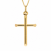 9ct Yellow Gold Italian Made Chiselled Edge Cross Pendant 30mm with Display Chain - 9Y5P0102