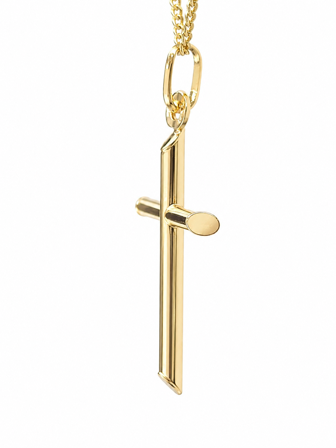 9ct Yellow Gold Italian Made Chiselled Edge Cross Pendant 30mm with Display Chain - 9Y5P0102 Sterling Silver Chains 9ct Yellow Gold Italian Made Chiselled Edge Cross Pendant 30mm with Display Chain - 9Y5P0102 Sterling Silver Chains