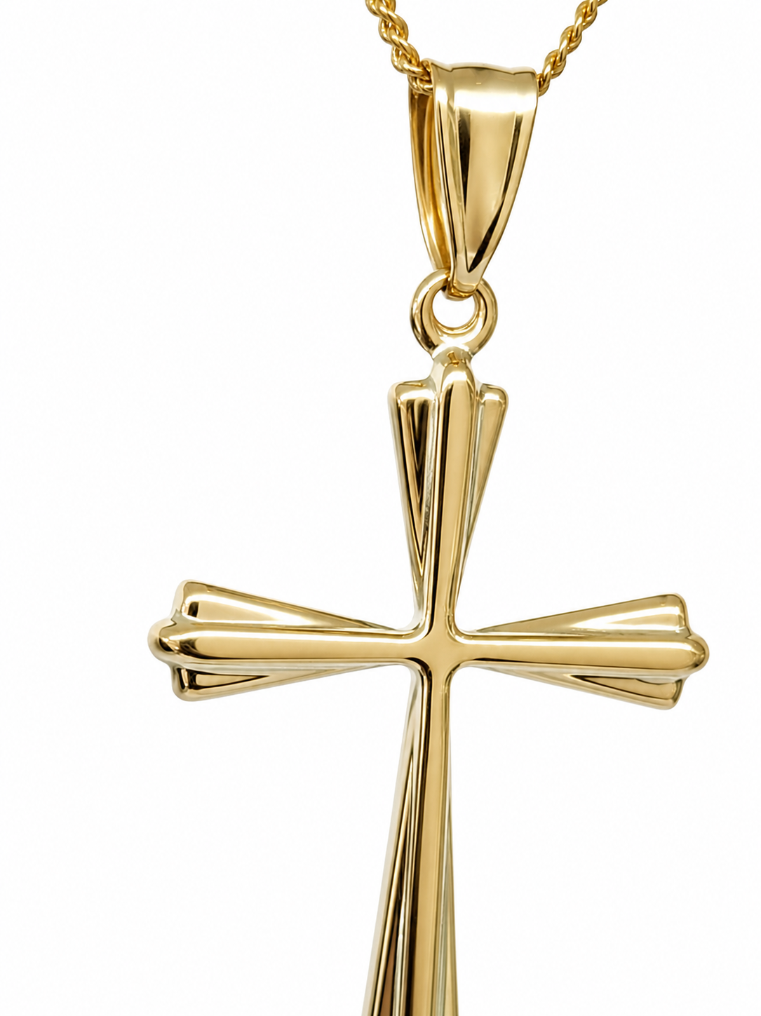 9ct Yellow Gold Italian Made Fancy Flared Cross Pendant – 30.5mm - 9Y5P0013 Sterling Silver Chains 9ct Yellow Gold Italian Made Fancy Flared Cross Pendant – 30.5mm - 9Y5P0013 Sterling Silver Chains