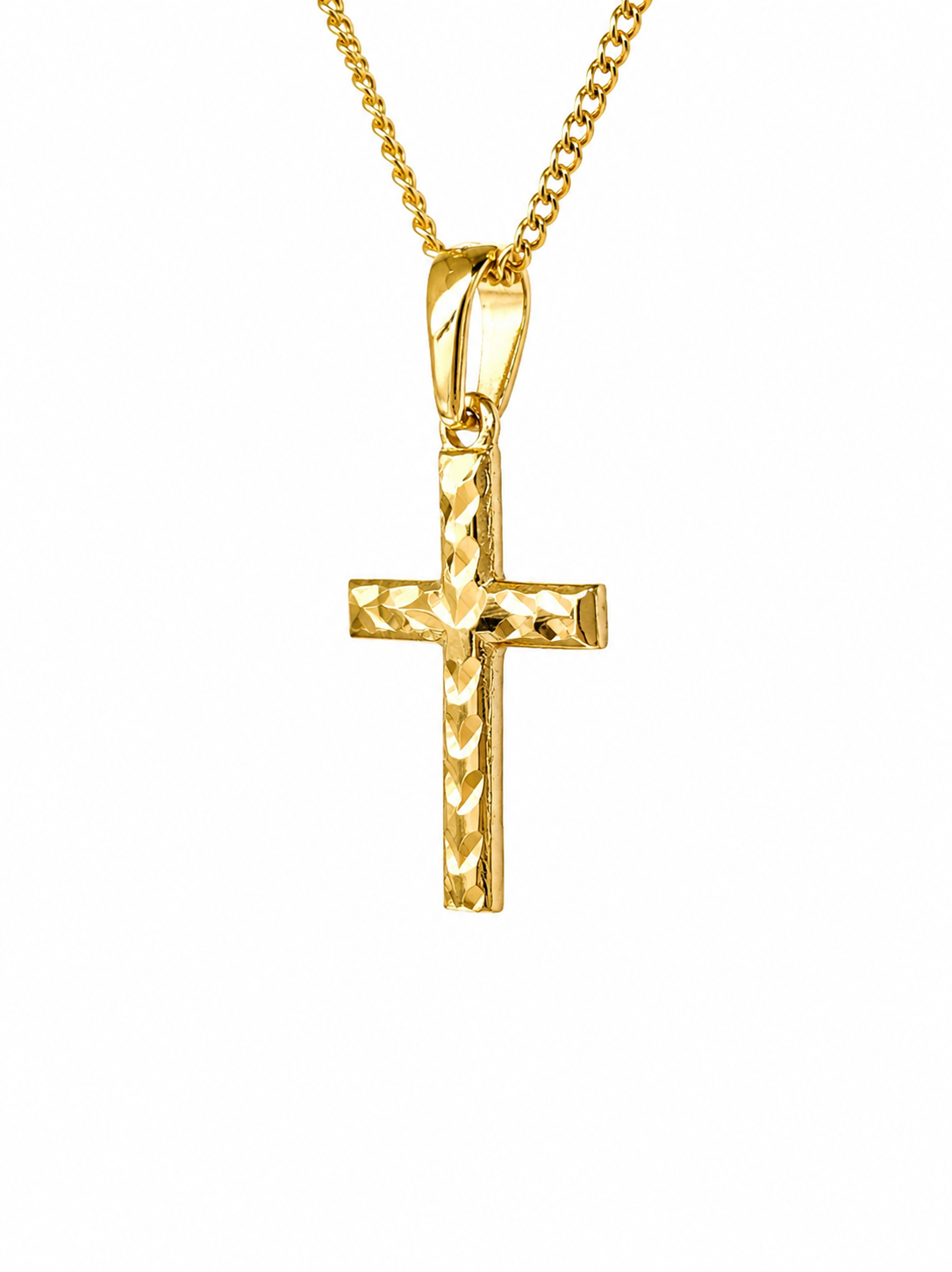9ct Yellow Gold Italian Made Diamond-Cut Cross Pendant – 17mm - 9Y5P0219 Sterling Silver Chains 9ct Yellow Gold Italian Made Diamond-Cut Cross Pendant – 17mm - 9Y5P0219 Sterling Silver Chains
