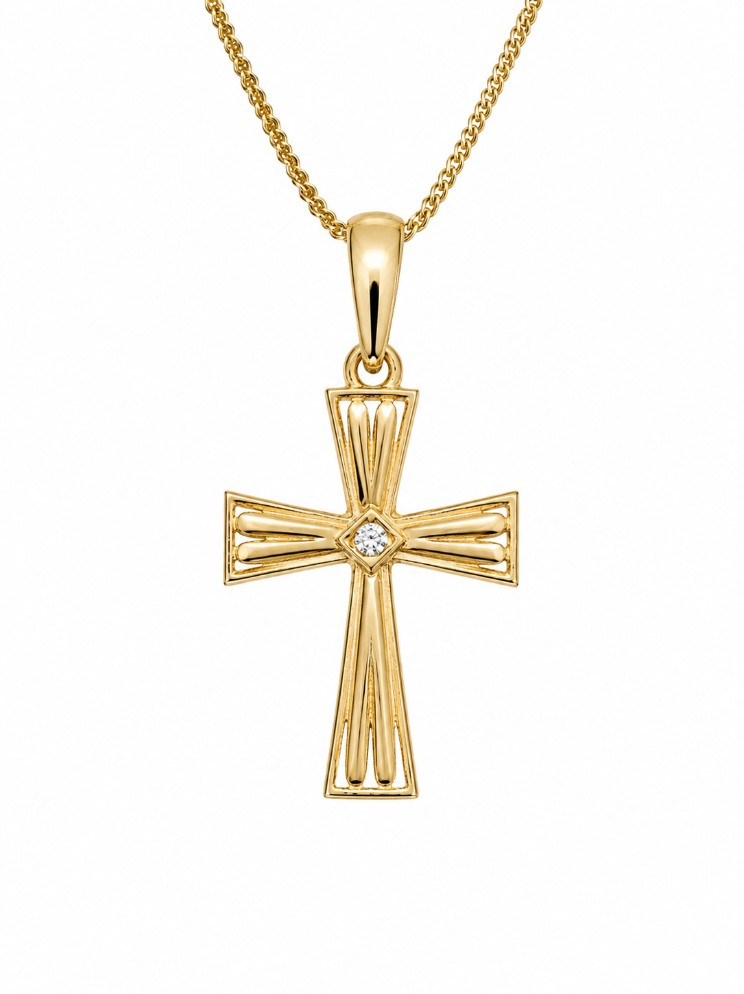 9ct Yellow Gold Italian Made Cubic Zirconia Set Cross Pendant – 18mm - 9Y5P0218 Sterling Silver Chains 9ct Yellow Gold Italian Made Cubic Zirconia Set Cross Pendant – 18mm - 9Y5P0218 Sterling Silver Chains