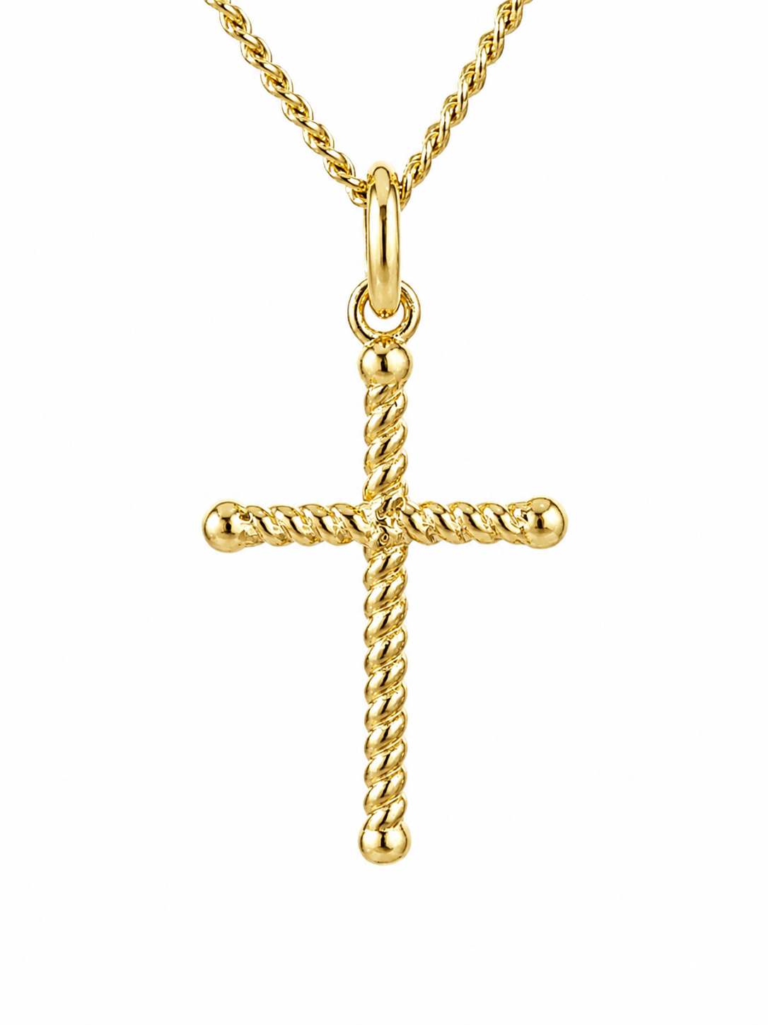 9ct Yellow Gold Italian Made Fancy Twisted Rope Cross Pendant – 20mm - 9Y5P0170 Sterling Silver Chains 